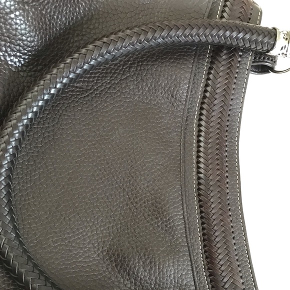 Brighton brown leather shoulder bag with braided strap and trim - Picture 9 of 9